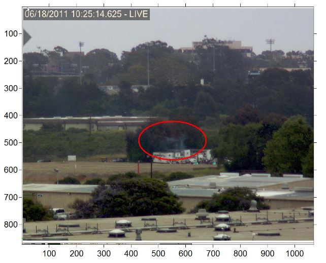 Figure 1: Visible Image of Active Fire Scene with Identified Smoke