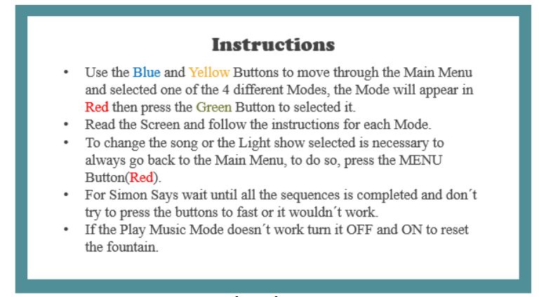 Figure 6.1 : Waterless Light Fountain Instructions